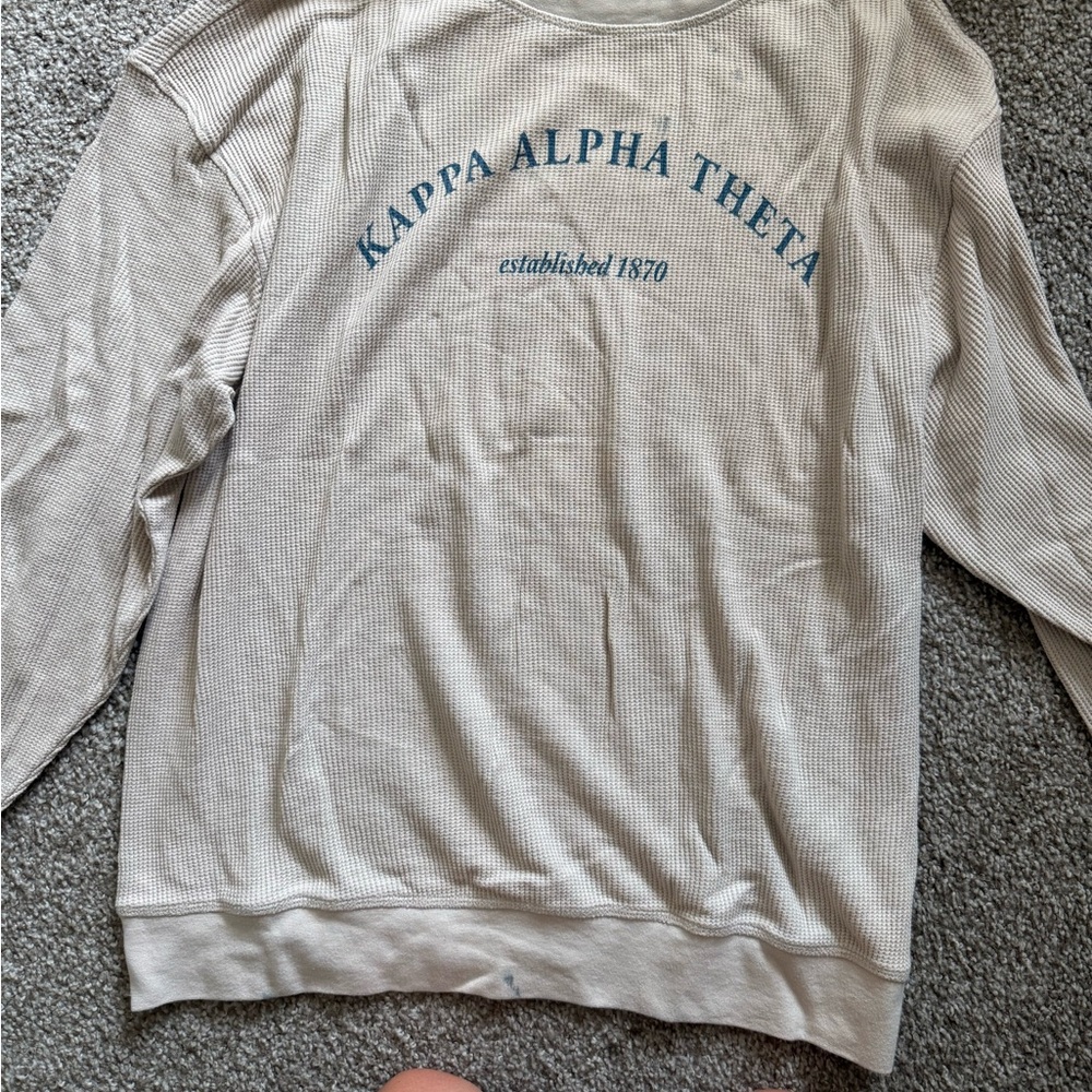 Beige Kappa Alpha Theta Waffle Sweater